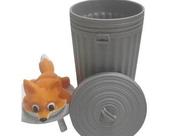 Articulated Fox Toy 3D printed With Trash Can