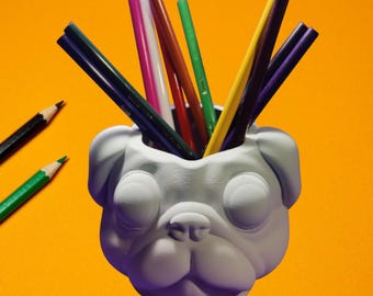 Pug Head Pencil Holder