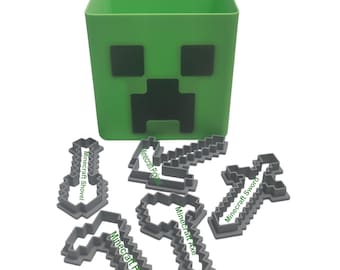 Pixelated Cookie Cutters with storage box set of 5 | 3D Printed, 3D Figurines