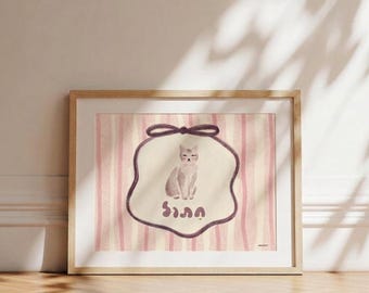 Framed Hebrew Kitten Print Art - Animal Nursery Print
