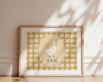Framed Hebrew Goose Print Art - Animal Nursery Print