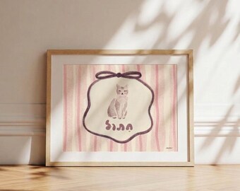 Arte com Gatinhos em Hebraico - Quarto de Bebê Menina (Pronto para Imprimir)