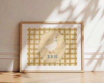 Arte de Ganso Hebraico - Decoração para Quarto de Bebê com Tema Animal (Pronto para Imprimir)