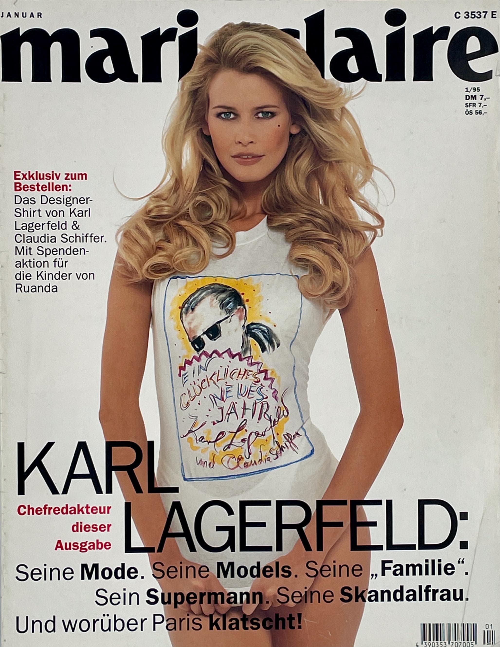 MARIE CLAIRE GERMANY January 1995 - Claudia Schiffer Cover (karl
