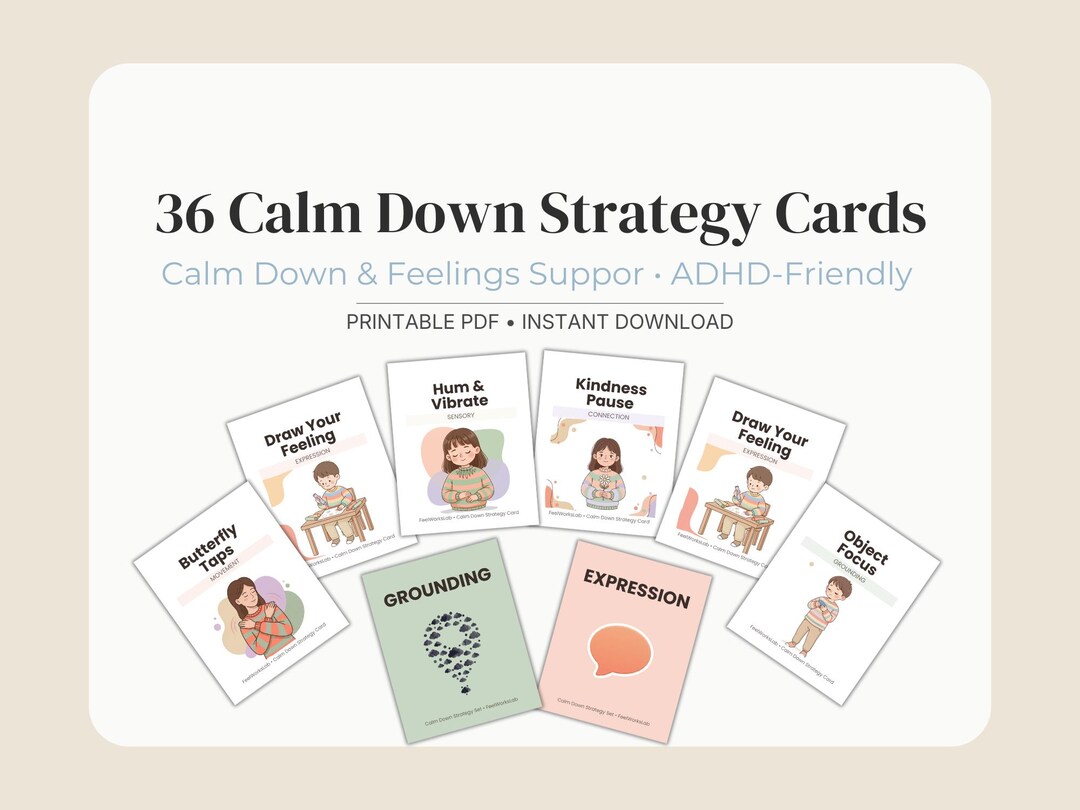 Calm Down Strategy Cards for Kids & ADHD | Emotional Regulation ...