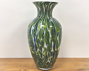 Murano Glass Vase Abstract Modern Green And Blue Large Vase