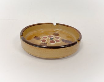 Flower Ashtray 1970s Retro Brown and Orange Ash Tray Catch All