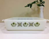 Fire King Casserole Meadow Green Square Baking Dish