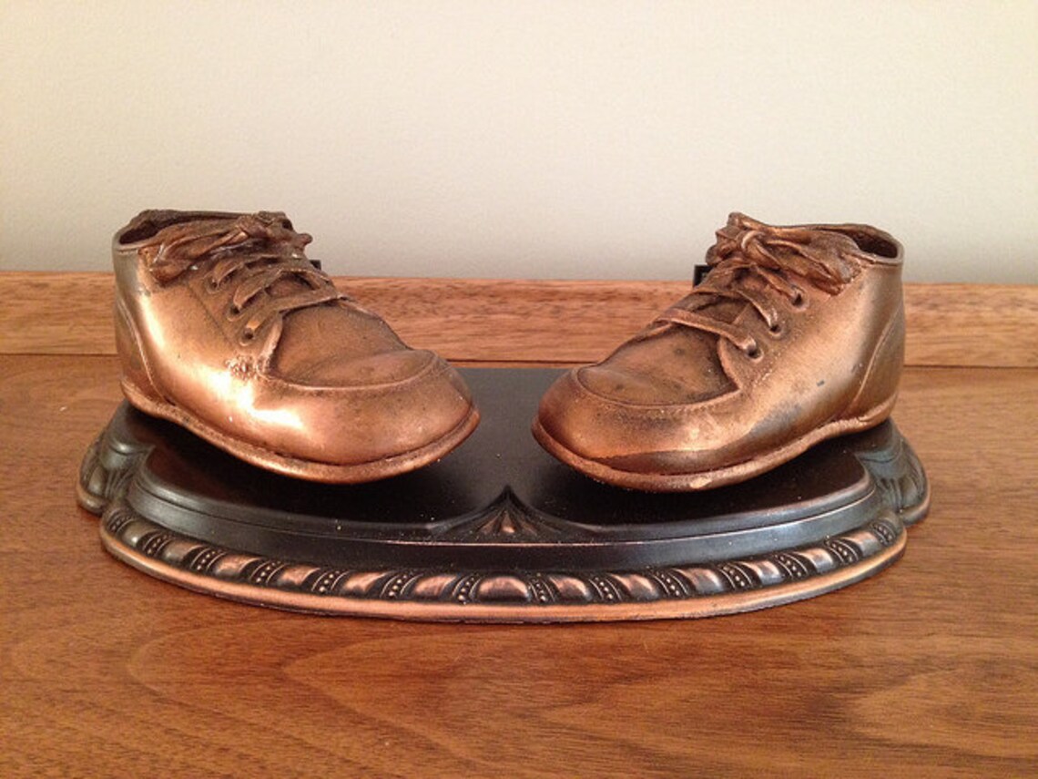 Bronze Baby Shoes with Picture Frame Etsy