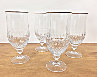 Mikasa Gold Crown Crystal Iced Tea Glasses Stemware Water Goblet