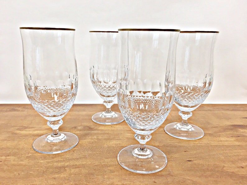 Mikasa Gold Crown Crystal Iced Tea Glasses Stemware Water Goblet Etsy