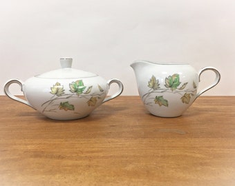 Harvest Time Sugar Bowl and Creamer Cream and Sugar Set by Three Castle China.