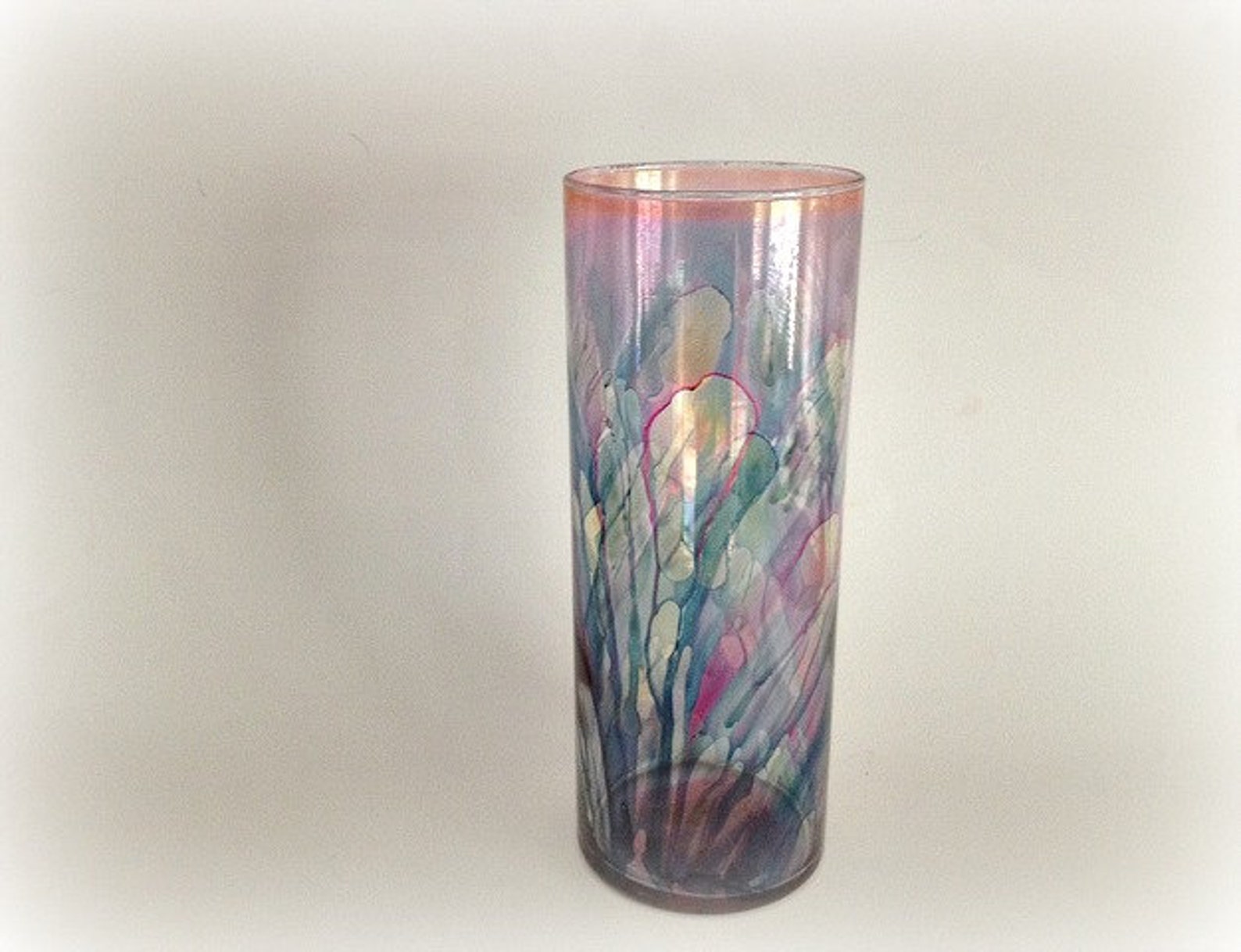Nouveau Art Glass Vase Rueven Colored Handpainted Glass Etsy