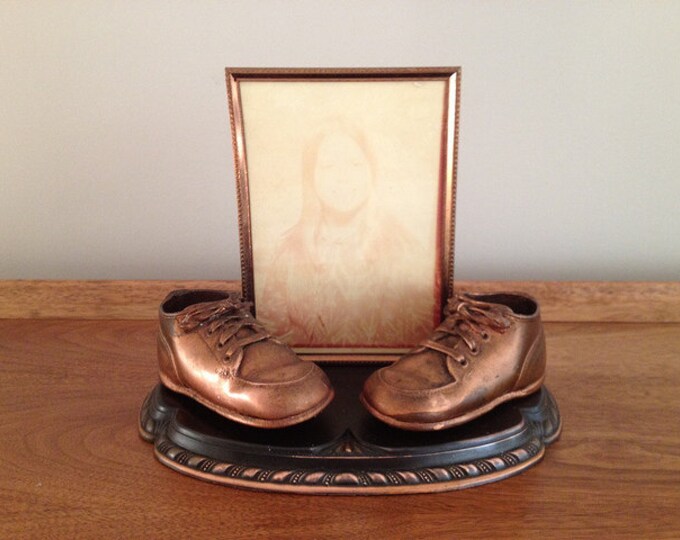 Bronze Baby Shoes With Picture Frame Etsy