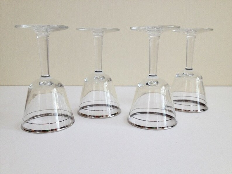Silver Band Cordial Wine Glasses Etsy