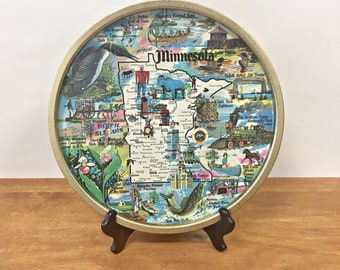 Minnesotta State Souvenir Metal Tray Fifty State Collections