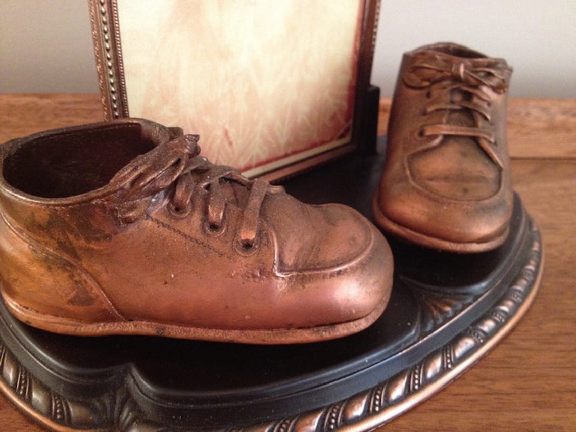 Bronze Baby Shoes with Picture Frame Etsy
