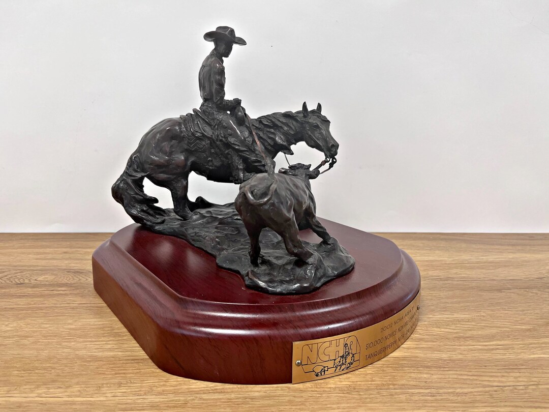 Vintage NCHA Cutting Horse Trophy Bronze Horse Sculpture Etsy