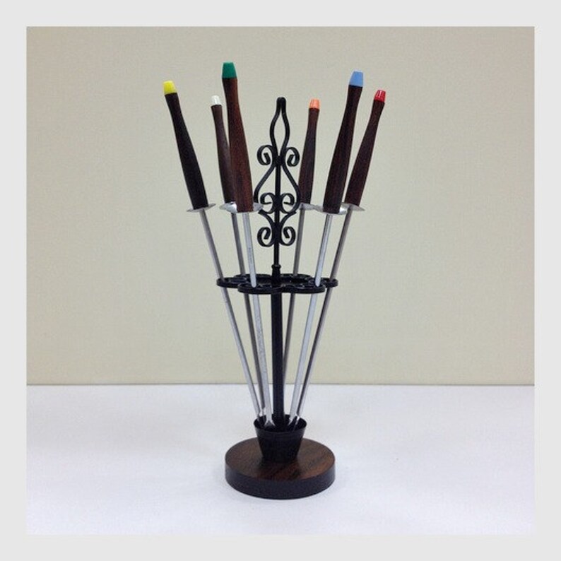 Mid Century Fondue Fork Stand Black Metal Etsy