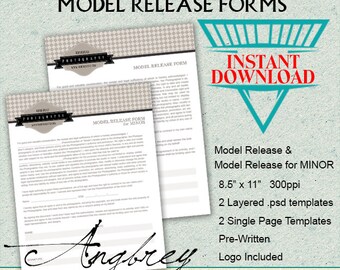 Model Release Forms for Photographers, Model Release for Minor, Photoshop Templates, Marketing Template - INSTANT DOWNLOAD