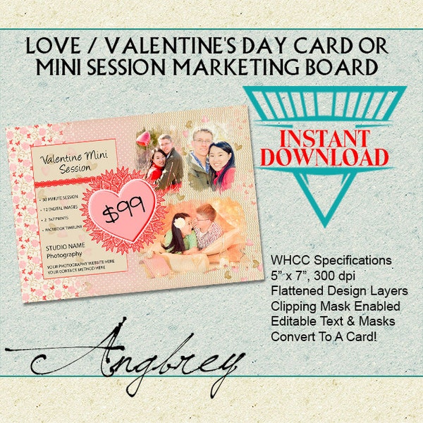 Love / Valentine 5x7 Marketing Board/Card Template - Instant Download