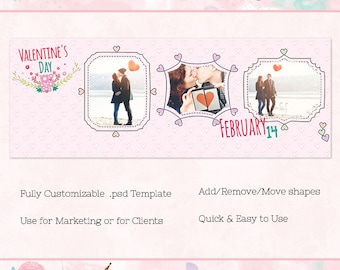 Valentine-Facebook-Cover/Chronik, Photoshop-Vorlage, INSTANT DOWNLOAD