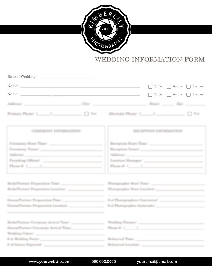 Wedding Information Form for Photographers Photoshop - Etsy