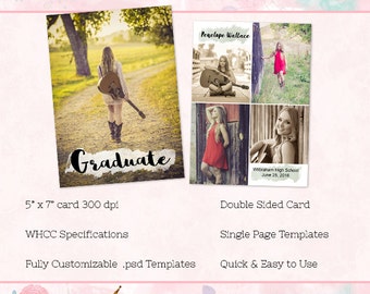 Graduation 5x7 Card/Announcement Template - Instant Download