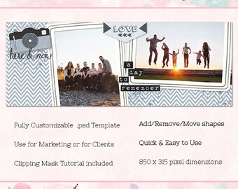 Aquí y ahora cubierta/Timeline de Facebook, plantilla Photoshop, INSTANT DOWNLOAD