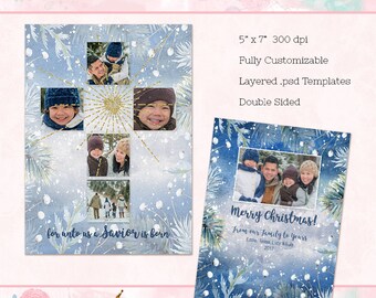 Modello per biglietto di Natale, biglietto di auguri 5x7 (bifacciale) - Download istantaneo
