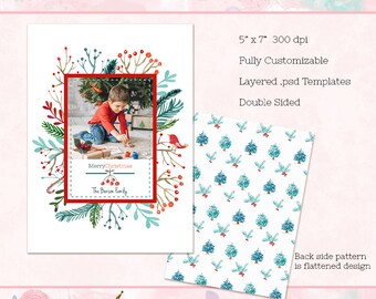 Modello per biglietto di Natale, biglietto di auguri 5x7 (bifacciale) - Download istantaneo