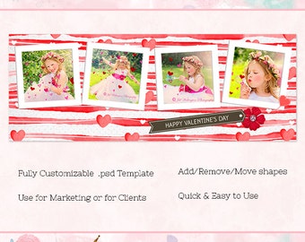 Valentine Facebook Cover/Timeline, Photoshop Template, INSTANT DOWNLOAD