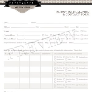 Client Questionnaire & Client Information Forms for Photographers ...