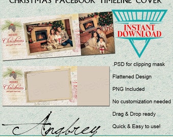 Christmas Facebook Timeline, Photoshop Template, PNG