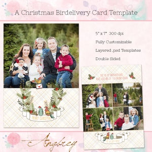 Christmas Card Template, 5x7 Holiday Card (double sided) - Instant Download