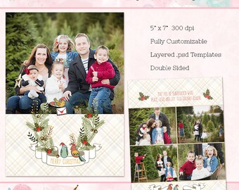 Modello per biglietto di Natale, biglietto di auguri 5x7 (bifacciale) - Download istantaneo