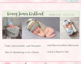 Nascita del bambino/copertura/Timeline di Facebook di annuncio, modello di Photoshop, DOWNLOAD immediato