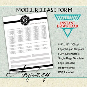 Model Release Form, Model Release for Photographers, Photoshop Templates, Marketing Template - INSTANT DOWNLOAD