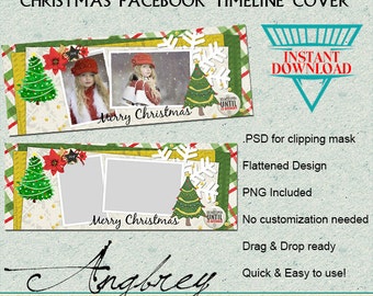 Christmas Facebook Timeline, Photoshop Template, PNG