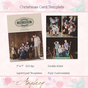 Christmas Card Template, 5x7 Holiday Card (double sided) - Instant Download