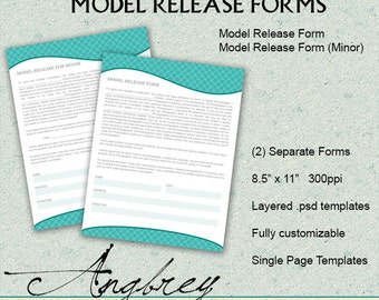 Model Release Forms for Photographers, Model Release for Minor, Photoshop Templates, Marketing Template