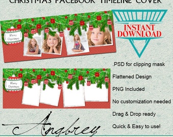 Christmas Facebook Timeline, Photoshop Template, PNG