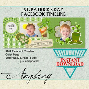 St. Patrick&#39;s Day Facebook Timeline - Instant Download