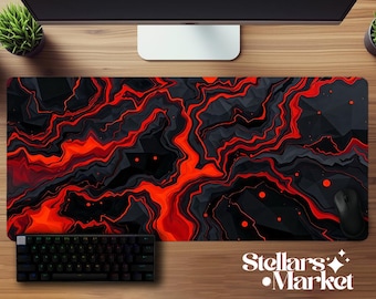Lavariss feuriges Mousepad XL | Rot Schwarz Anime Gaming Schreibtischmatte | Coole Gamer Geschenk Einrichtung