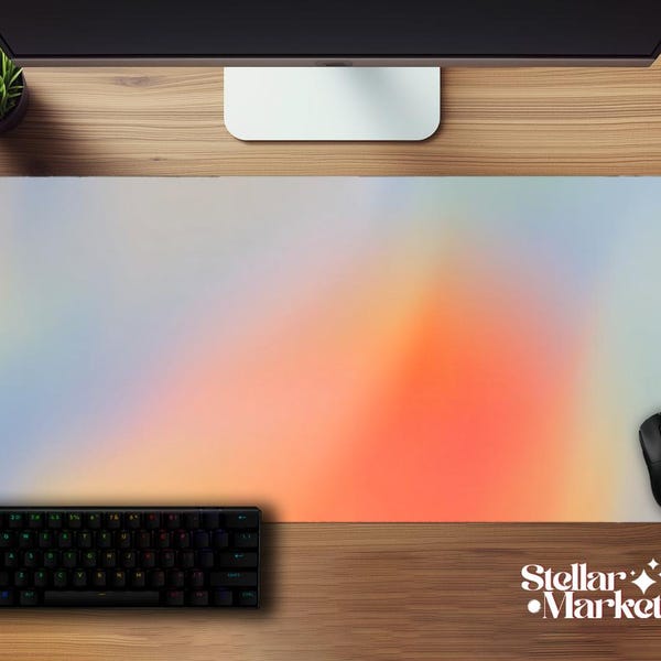 Liquid Glass Sunset Mousepad XL | Orange Aesthetic Gaming Desk Mat | Modern Gift Gamer