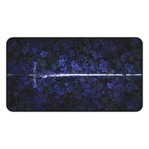 Fallen Warrior Deskmat | Medieval Sword Purple Flowers Mouse Pad | Gaming Desk Mat | Mousepad | Office Desk Accessory | Fantasy Gift image 4