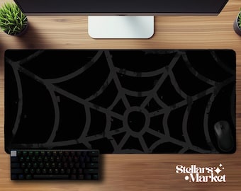 Spider Web Mousepad | Y2K Gothic Desk Mat | Black and White Cyber Sigil Gaming Pad | Grunge Aesthetic | Spooky Desk Decor | Emo Gamer Gift