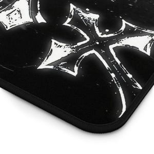Y2K Gothic Cross Mousepad XL | Black White Edgy Gaming Desk Mat | Aesthetic Gift Gamer image 6