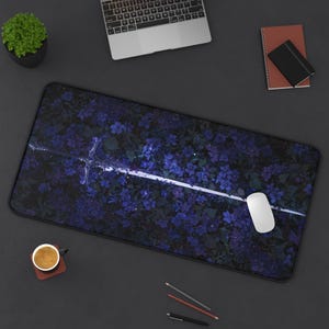 Fallen Warrior Deskmat | Medieval Sword Purple Flowers Mouse Pad | Gaming Desk Mat | Mousepad | Office Desk Accessory | Fantasy Gift image 7
