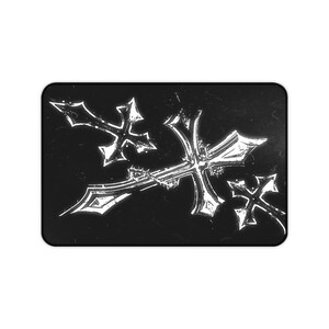 Y2K Gothic Cross Mousepad XL | Black White Edgy Gaming Desk Mat | Aesthetic Gift Gamer image 5